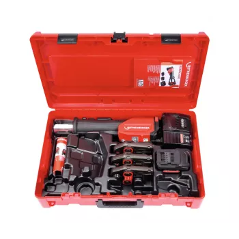 Rothenberger ROMAX 4000 Basic Set belaidis presavimo įrenginys su CAS baterija, įkrovikliu ir SV 15 nasrais