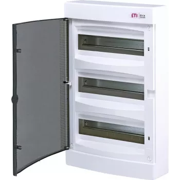ECT36PT-S plastikinė skirstomoji dėžė NT 36M 3x 12M N+PE IP40 IK07 526x287x112 dūminės durys balta DIDO