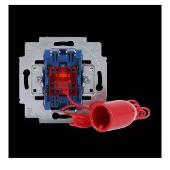 ABB Busch-Duro 2000® SI traukiamasis jungiklis su 2 m virvele, 1 poliaus NC, 10 A, 250 V AC, alpinės baltos spalvos, įleidžiamas