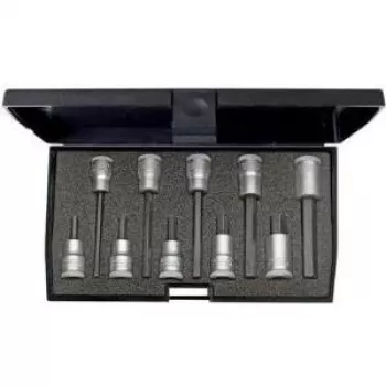 GEDORE 1509918 10 dalių šešiabriaunių įmovų antgalių rinkinys 3/8 colio (10 mm) H4-H17 metaliniame dėkle