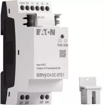 Eaton easyE4 DC 8TE1 skaitmeninių I/O plėtimosi modulis, 4DI/4DO, 24V DC, tranzistorius PNP