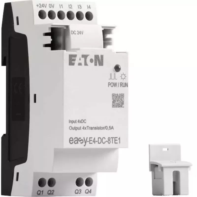 Eaton easyE4 DC 8TE1 skaitmeninių I/O plėtimosi modulis, 4DI/4DO, 24V DC, tranzistorius PNP
