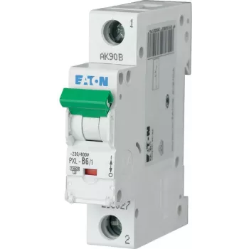 EATON PXL-C6/1 6A 1 poliaus C kreivės miniatiūrinis grandinės pertraukiklis (MCB), 10 kA, DIN bėgelis