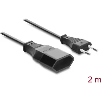 Delock Euro kištukinis ilgintuvas CEE 7/16 nuo kištuko iki lizdo 2 x 0,75 mm², 2 m, juodas