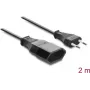 Delock Euro kištukinis ilgintuvas CEE 7/16 nuo kištuko iki lizdo 2 x 0,75 mm², 2 m, juodas