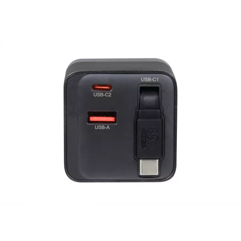 ALLNET 65W GaN USB-C PD sieninis įkroviklis su Quick Charge 3.0, 2x USB-C ir 1x USB-A