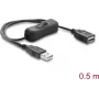 Delock USB maitinimo ilginimo laidas Type-A kištukas į lizdą su jungikliu 0,5 m juodas