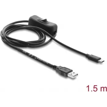 Delock USB maitinimo laidas USB Type-A kištukas į USB Type-C™ kištuką su jungikliu 1,5 m