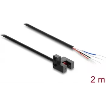 Delock 91870 Šakių šviesos barjeras 5 mm Type R su 4 atvirais kabelio galais NPN L/D perjungiamas 2 m
