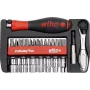 WIHA 46960 Evo 40 dalių bitų ir nasrų rinkinys, 1/4 inch pavara, chromo-vanadžio plienas, su 72 dantų reketu, nasrai 5,5-13 mm, bitai: plokšti, Phillips, Pozidriv, Torx, šešiakampiai, tvirtame dėkle