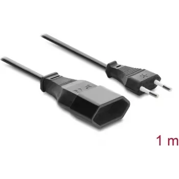Delock Europlug prailginimo laidas CEE 7/16 nuo kištuko iki lizdo 2 x 0,75 mm², 1 m, juodas