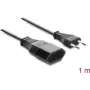 Delock Europlug prailginimo laidas CEE 7/16 nuo kištuko iki lizdo 2 x 0,75 mm², 1 m, juodas