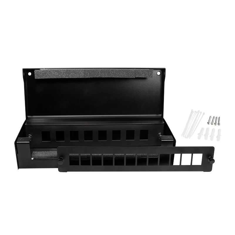 LogiLink konsolidacijos taško dėžutė 8 arba 12 Keystone moduliams, metalinė, juoda