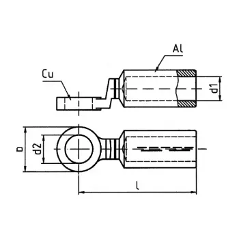 Klauke 370R12 Bimetalinė presuojama jungtis Al-Cu 185 mm², 5 vnt. pakuotė