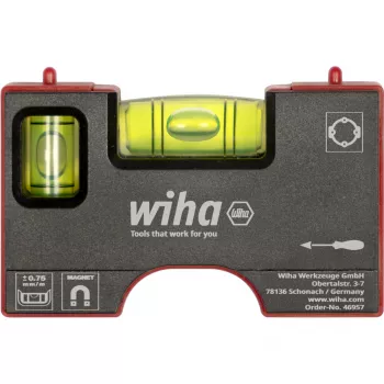 WIHA Mini gulsčiukas kišeninis 8 cm pilkas/raudonas su magnetu
