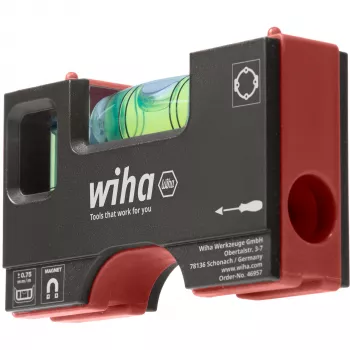 WIHA Mini gulsčiukas kišeninis 8 cm pilkas/raudonas su magnetu