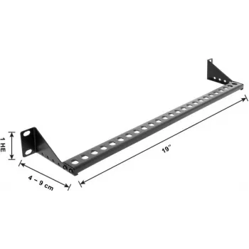 Delock 19 inch 1U kabelių tvarkymo panelė su reguliuojamu gyliu 40-90 mm, juoda