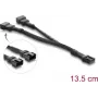 Delock Y-Fan laidas 1 x 4 kontaktų PWM lizdas į 2 x 4 kontaktų PWM kištukus, pintu apvyniojimu, 13,5 cm, juodas