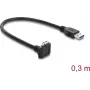 Delock USB 5 Gbps laidas USB Type-A kištukas į USB Micro-B kištuką su fiksavimo varžtais 90° kampu į viršų 0,3 m juodos spalvos