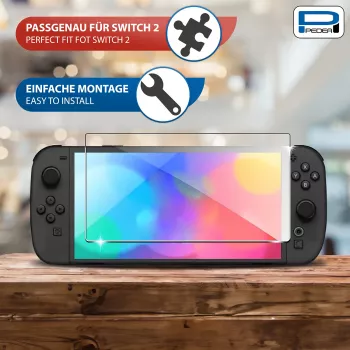 PEDEA grūdinto stiklo ekrano apsauga, skirta Nintendo Switch 2 (2025) – 9H kietumas, HD aiškumas, be burbuliukų, 2.5D kraštai