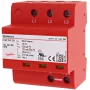 DEHN DSH TNC 255 4 polių 1+2 tipo kombinuotas viršįtampių iškroviklis TN-C sistemoms, 255 V AC, 25 kA (10/350 µs) vienam poliui, 100 kA bendras, DIN bėgeliui, raudonas