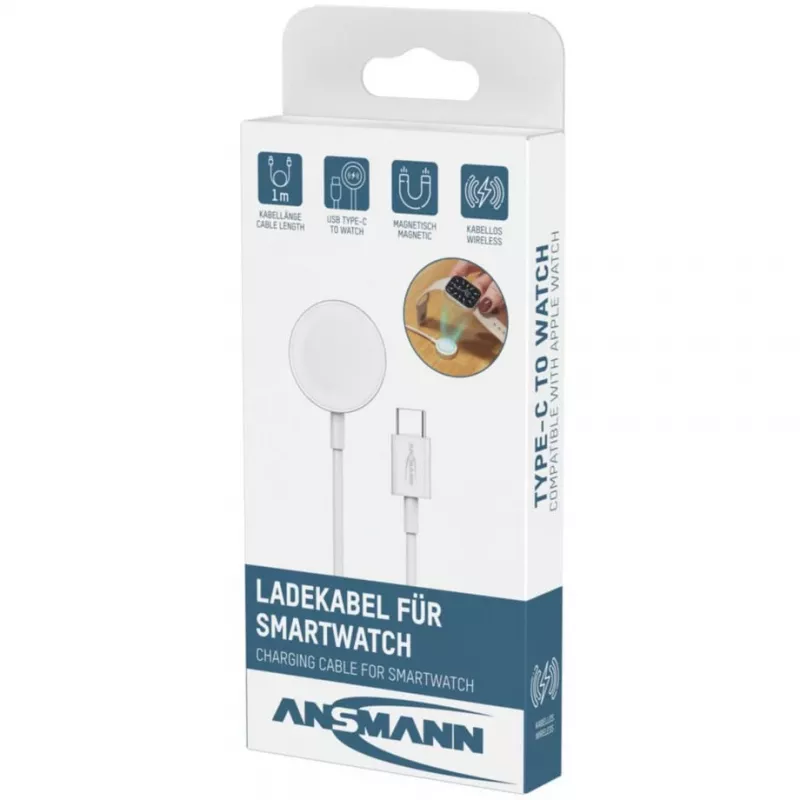 ANSMANN USB-C įkrovimo laidas, skirtas Apple Watch, 100 cm