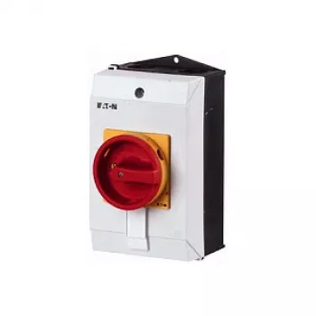 Eaton T0-2-1/I1/SVB pagrindinis jungiklis, 20 A, 3 polių, paviršinis montavimas, avarinis stabdymas, raudonas/geltonas