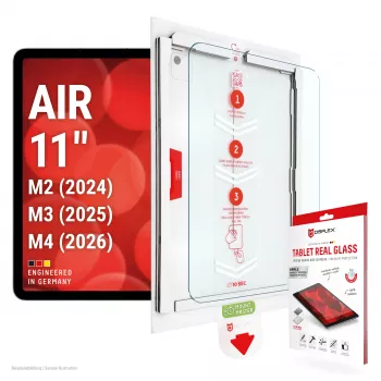 DISPLEX Tablet Real Glass ekrano apsauginis stiklas, skirtas iPad Air 11 colių (2024/2025/2026) - grūdintas stiklas, 9H, HD Clear
