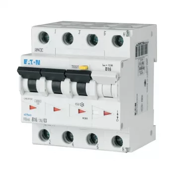 Eaton FRBM6-C16/3N/003-A 4 polių diferencialinis automatas, 16 A, 30 mA, A tipas, C kreivė, 10 kA