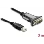 Delock USB 2.0 Type-A į RS-232 serijinį adapterį laidas su DB9 vyrišku jungtimi ir fiksavimo veržlėmis, 3 m