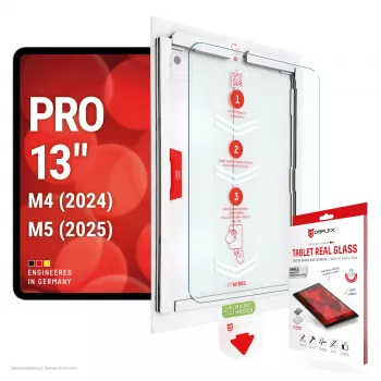 E.V.I. DISPLEX Tablet Real Glass ekrano apsauginis stiklas, skirtas Apple iPad Pro 13 (2024/2025) – 9H grūdintas stiklas, itin skaidrus, 2.5D užapvalinti kraštai, oleofobinė danga, montavimas be burbuliukų
