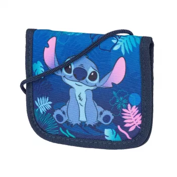 McNeill Disney Stitch krūtinės krepšys mėlynas - vaikų kaklo piniginė su užtrauktuku ir Velcro kišenėmis