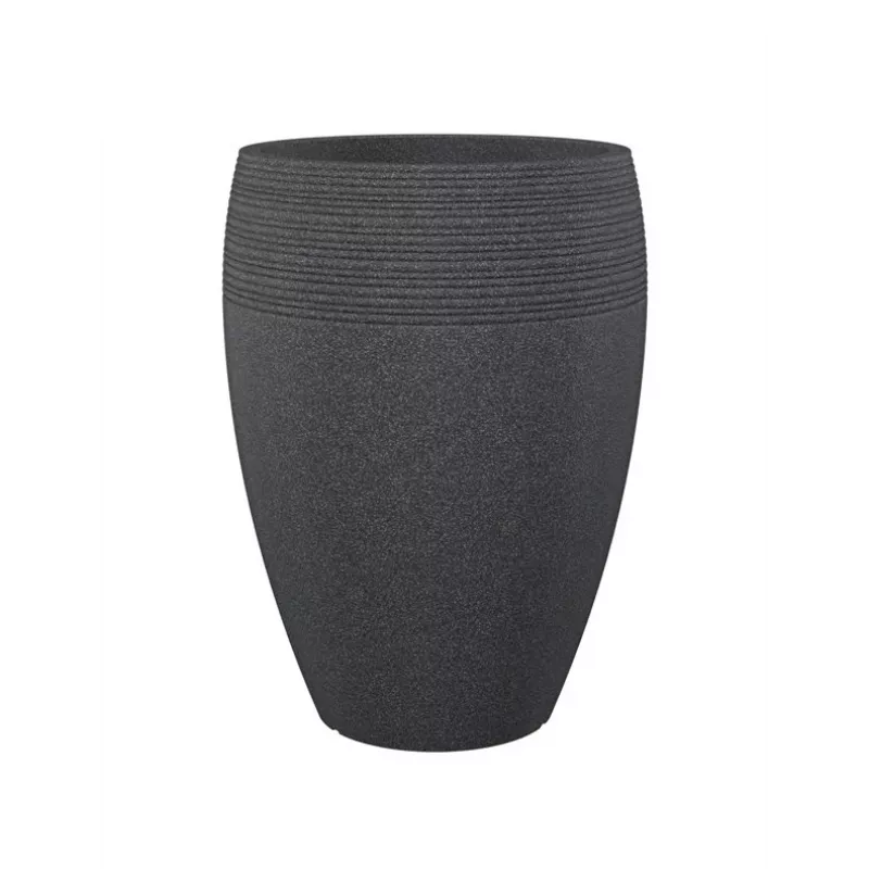 Emsa Landhaus Flower Pot 283/65 Black-Granite D47 – 47 cm apvalus vazonas, 38 L, atsparus UV ir šalčiui, vidaus ir lauko