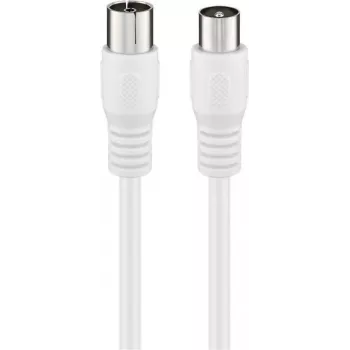 Wentronic Goobay koaksialinis antenos kabelis, Class A+ ekranavimas >85 dB, dvigubai ekranuotas, 75 omų, 1,5 m, baltas, koaksialinis kištukas į lizdą