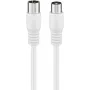 Wentronic Goobay koaksialinis antenos kabelis, Class A+ ekranavimas >85 dB, dvigubai ekranuotas, 75 omų, 1,5 m, baltas, koaksialinis kištukas į lizdą