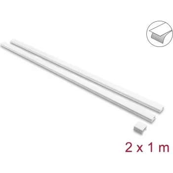 Delock savaiminio lipnumo kabelių kanalas su stumdomu dangteliu 30 x 14 mm su jungtimi - 1 m, 2 vnt., baltas