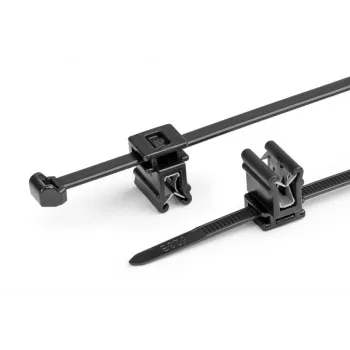 HellermannTyton T50ROSEC4A-PA66W-BK kabelio raištis su tvirtinimo spaustuku, 200mm x 4.6mm, juodas, 100 vnt.