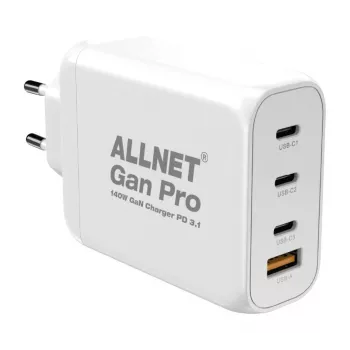 ALLNET GaN USB-C PD 3.1 maitinimo blokas 140W 1A3C