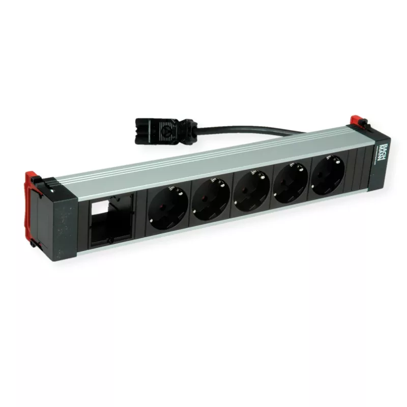 Bachmann POWER FRAME 5x Schuko lizdai 1x modulio vieta 0,2 m GST18i3 juodas