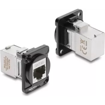 Delock D-Type modulis RJ45 lizdas-lizdas 90° kampu Cat.6A juodas/sidabrinis