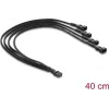Delock Fan Cable Splitter 1 x 4 Pin PWM lizdas į kištuką + 3 x 4 Pin kištukai (3 kontaktai užimti) su pintu apvyniojimu 40 cm juoda