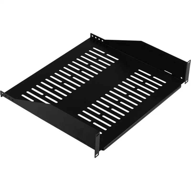 EFB Elektronik 19 colių 2U fiksuota lentyna stelažui, 400 mm gylio, 22 kg apkrova, juoda RAL 9005