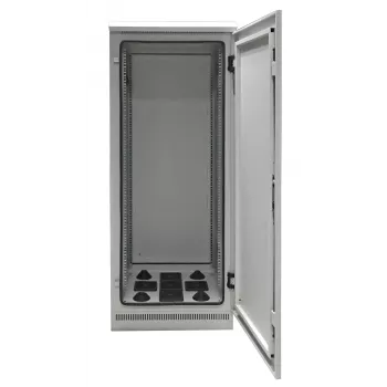 EFB Elektronik 19 colių tinklo spinta 24U 600x600 IP55 su surinktu postamentu, šviesiai pilka RAL 7035