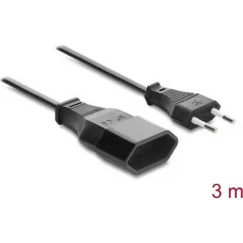 Delock Europlug prailginimo laidas CEE 7/16 nuo kištuko iki lizdo 2 x 0,75 mm², 3 m, juodas