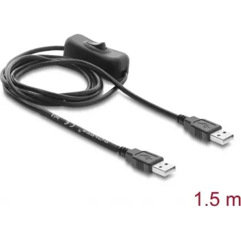 Delock USB maitinimo laidas Type-A kištukas–kištukas su jungikliu 1,5 m