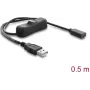 Delock USB maitinimo laidas su jungikliu, Type-A kištukas į Type-C lizdą, 0,5 m