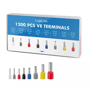 LogiLink laido antgalių rinkinys su 1200 izoliuotų antgalių 0,5 - 10 mm²