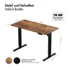 LOGILINK EO0057 elektrinis stalas su reguliuojamu aukščiu, 120x60 cm, vienas variklis, rudas stalviršis, 70 kg apkrova