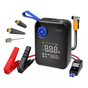 LogiLink PA0358 4-in-1 automobilio užvedimo įrenginys su oro kompresoriumi, 7200 mAh, 200A paleidimo srovė, LED žibintuvėlis