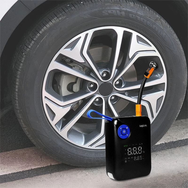 LogiLink PA0358 4-in-1 automobilio užvedimo įrenginys su oro kompresoriumi, 7200 mAh, 200A paleidimo srovė, LED žibintuvėlis